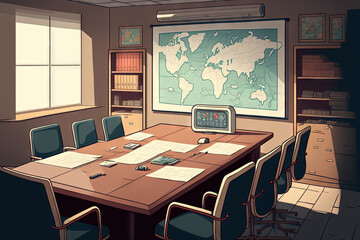 Wall Mural - Business data information projector board in conference room, meeting room, boardroom, Classroom, Office. Generative AI