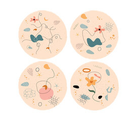 Wall Mural - figures and doodles set. collection of graphic elements for website. aesthetics and elegance, abstra