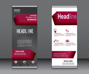 Wall Mural - Roll up banner template design,banner layout, advertisement, pull up, polygon background.
