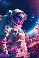 Wall Mural - Portrait of an astronaut in a spacesuit. High-tech astronaut from the future. The concept of space travel. Generative AI Art