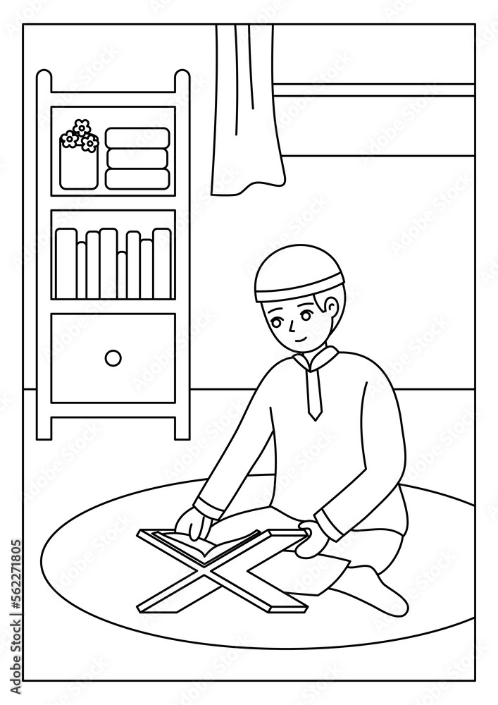 Ramadan Activity COloring Page for Kids Stock Vector | Adobe Stock