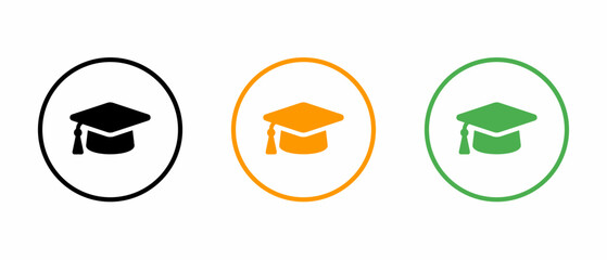 Graduation cap icon set. Vector illustration.