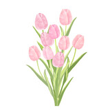 Fototapeta Tulipany - ピンクのチューリップの花束 水彩風