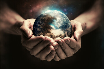 Empowering Unity and Collective Responsibility: The Profound Significance of Hands Holding the World as a Symbol for Achieving a Brighter Future for All (AI Generated)