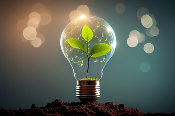 small plant in a light bulb energy saving saving power save energy green energy space for text on th