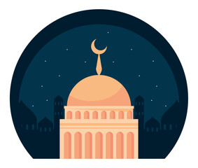 Sticker - muslim mosque tower with moon