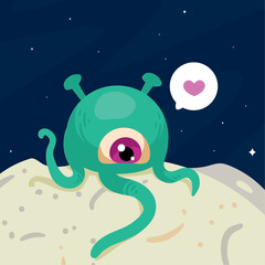 Sticker - alien creature in love