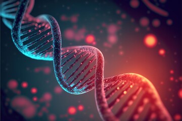 3d rendered genetic illustration of human dna under microscope created with generative ai technology