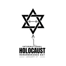 Holocaust Day Of Remembrance Backdrop With A Religious Sign, Wires, And Typography.  Sad Holocaust Day Background. International Day Of Commemoration In Memory Of The Victims Of Holocaust, January 27.