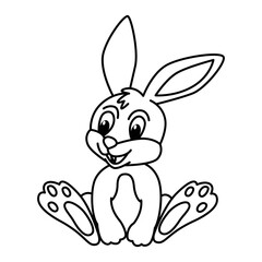 Wall Mural - Cute rabbit cartoon characters vector illustration. For kids coloring book.