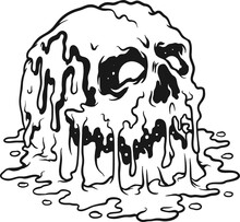 Scary Melting Zombie Skull Head Halloween Monochrome Vector Illustrations For Your Work Logo, Mascot Merchandise T-shirt, Stickers And Label Designs, Poster, Greeting Cards Advertising Business 