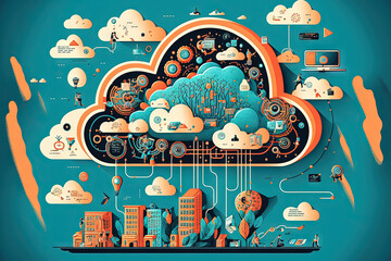 concept of cloud computing. network for communications. Generative AI