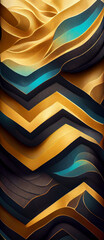 Wall Mural - Beautiful vibrant gold black and teal colors pattern gradient abstract graphic design wallpaper background