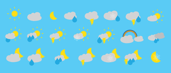 Wall Mural - Colorful weather icons, vector illustration