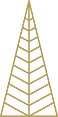 Wall Mural - Gold triangle christmas tree line art