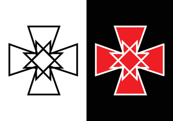 the knight templar cross icon modified in such a way. logo illustration vector.
