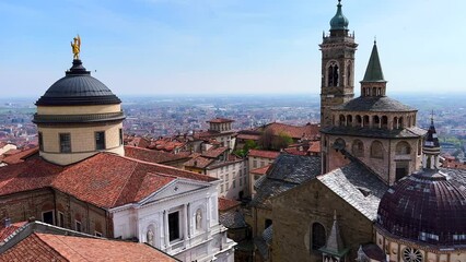 Wall Mural - Bergamo roofs from the clocktower of Palazzo della Podesta, Italy