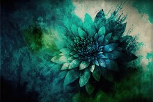  A Green Flower With A Black Background And A Green Background With A Blue Flower On It's Center And A Green Center With A Black Center And White Flower On The Center, And.