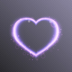 Poster - Radiant heart shape frame with shimmering fairy dust bursts. Design element for Valentine's Day. Vector for web design and illustrations.
