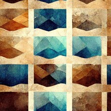 Blue Brown Abstract Geometric Pattern