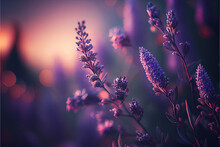 Lavender Close-up Background. Generative Ai
