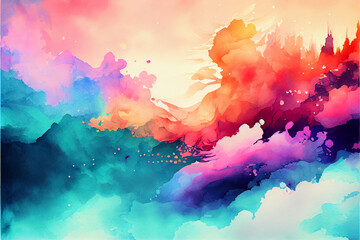 Wall Mural - Watercolor landscape background. generative ai