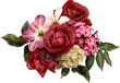 Red roses isolated on a transparent background. Png file.  Floral arrangement, bouquet of garden flowers. Can be used for invitations, greeting, wedding card.