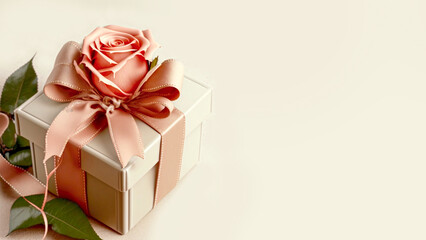 Poster - Gift Box With Ribbon, and Rose.