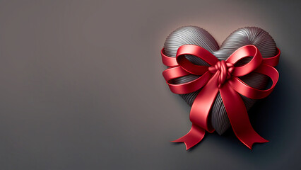 Poster - Heart Shape with Red Ribbon. 