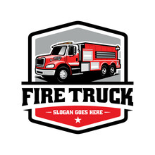 Red Fire Truck Illustration Logo Vector