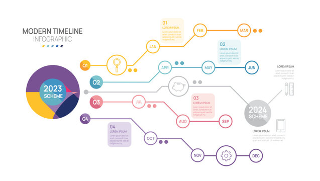 business timeline infographic scheme road map template. modern milestone element timeline diagram ca