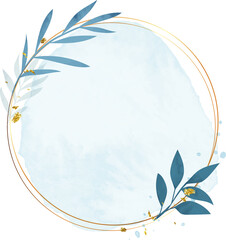 Aufkleber - Luxury botanical watercolor gold frame