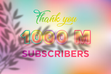 1000 Million subscribers celebration greeting banner with Candy color Design