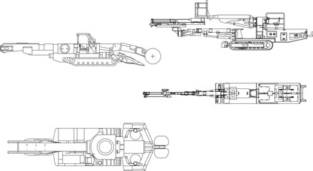 Wall Mural - sketch vector illustration of future war vehicle prototype