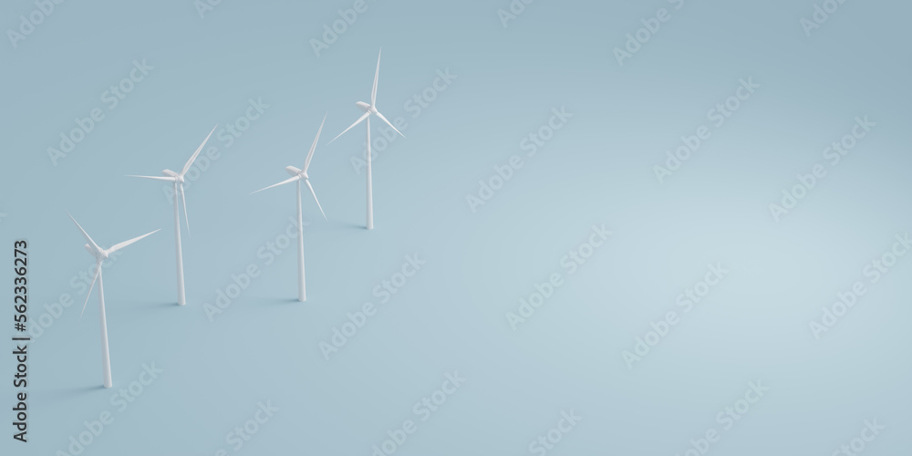 3D Wind turbine eco technology concept, renewable green energy generate ...
