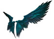 3D Rendered Blue-Green Fantasy Angel Wings Isolated On Transparent Background - 3D Illustration