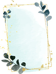 Aufkleber - Luxury botanical watercolor gold frame