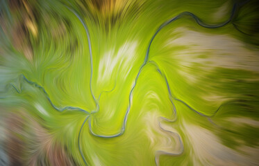 Wall Mural - Abstract green blur texture. Blurred veins water stream backdrop with a smoke style. Smooth motion illustration for your graphic design, banner, background, wallpaper or poster. 3D rendering