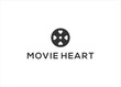 © wikkie - film movie with love heart logo design illustration template