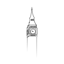 London Big Ben One Line Art Continuous Line Drawing Vector Illustration . Iconic Landmark Place In London, United Kingdom. Wall Decor Wall Art Poster Print World Travel. Modern One Line Artdraw Design
