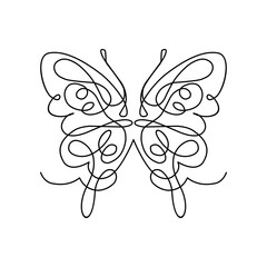 Wall Mural - continuous one line art of butterfly