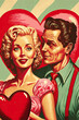 1950s pinup valentine heart poster