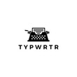 retro typewriter logo vector icon illustration