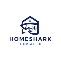 Poster - shark house home mortgage logo vector icon illustration