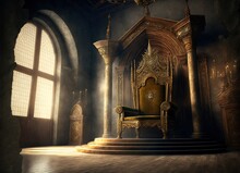 Medieval Palace With Discarded Gold Thrones Generative AI