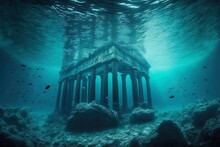 Historic Buildings That Have Been Submerged In Water For A Long Time. Generative AI