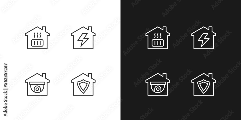 Domestic services pixel perfect linear icons set for dark, light mode ...