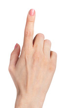 Female Hand Index Finger Pointing Up Isolated On Transparent
