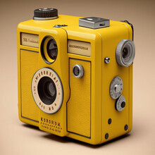 A Yellow Kodak Brownie Camerac, Generative AI