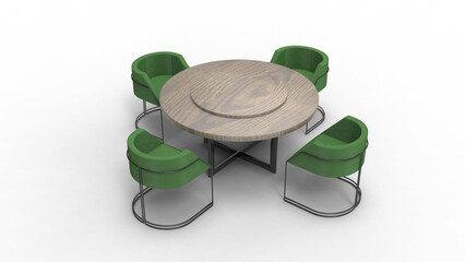 Canvas Print - round dining table top view with shadow 3d render